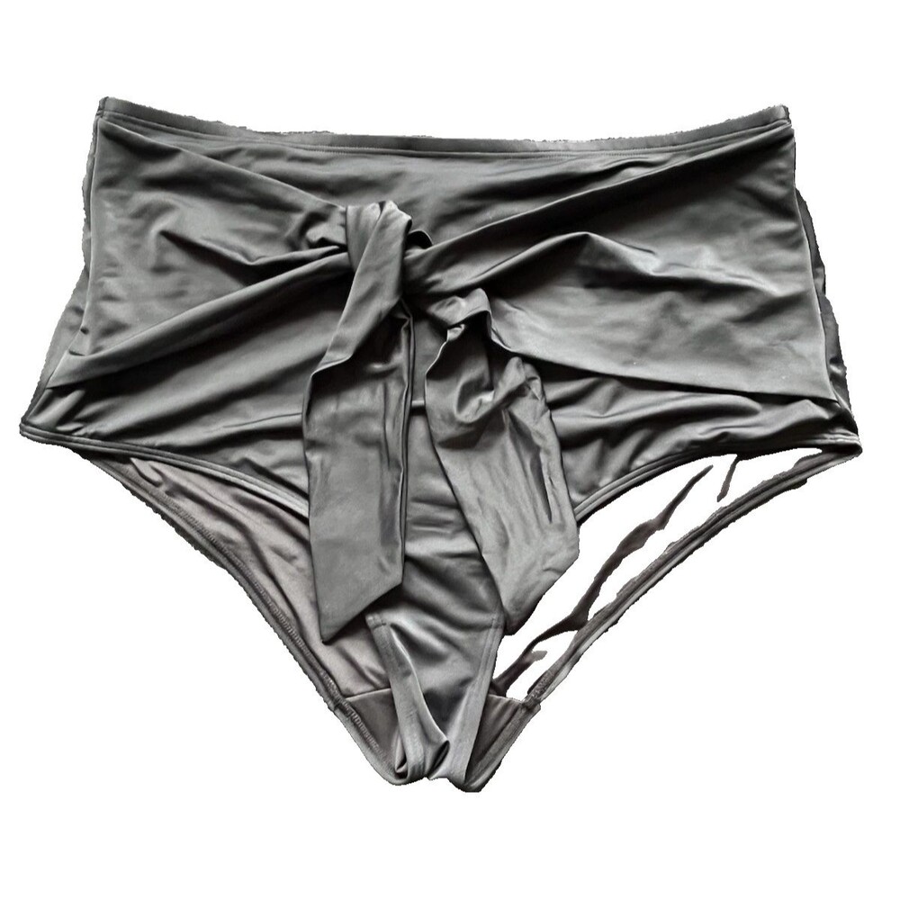 City Chic Swimwear Silica Swim Briefs XL 22 Black Front Tie